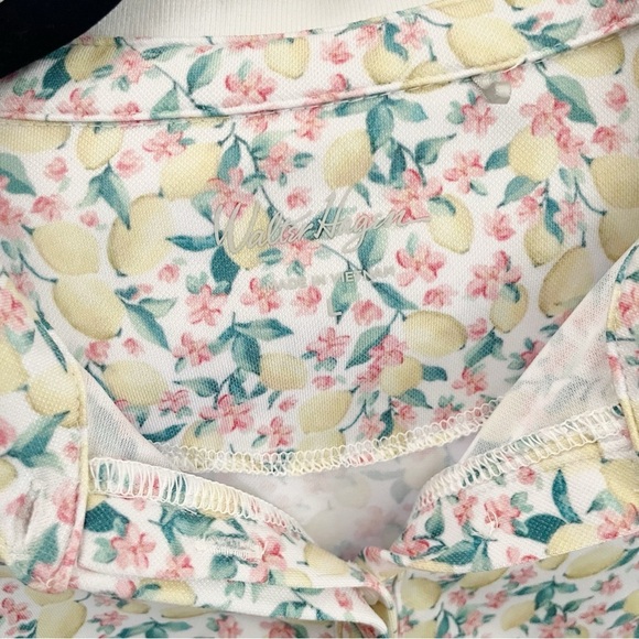 Walter Hagen Fresco Ditsy Lemon Polo Shirt Women's Size L Scalloped Short Sleeve - Picture 6 of 9